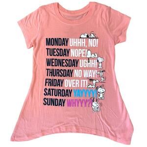 Peanuts Monday-Sunday Pink Snoopy T-Shirt Size S